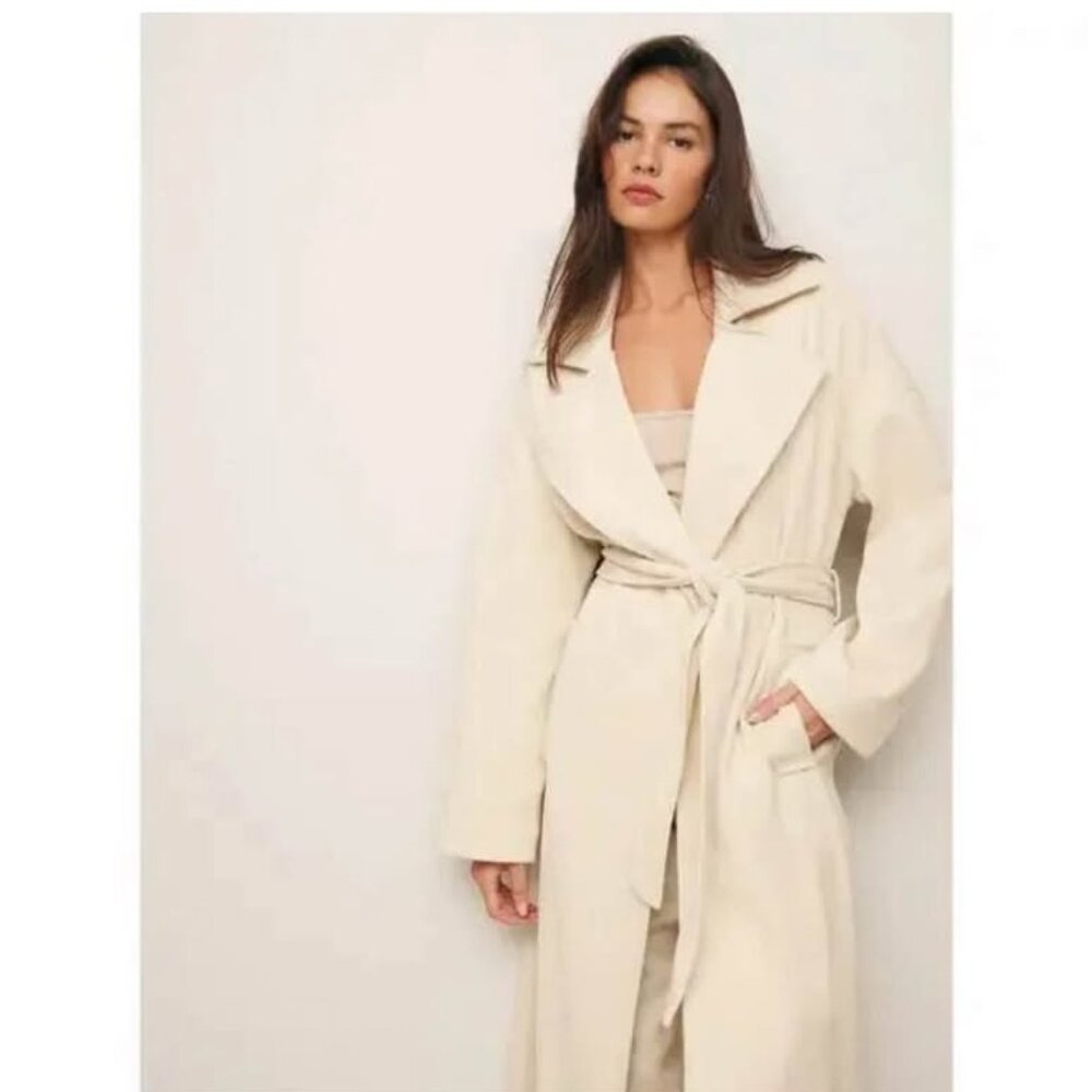 Reformation Cream Belted Coat